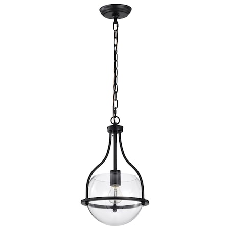 Amado 1-Light Pendant 10 In. Matte Black Clear Glass